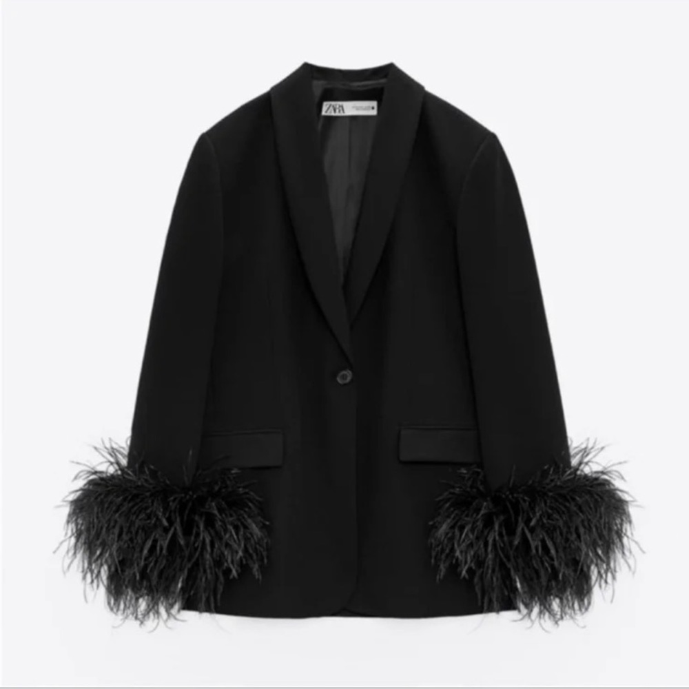 Zara blazer with feathers